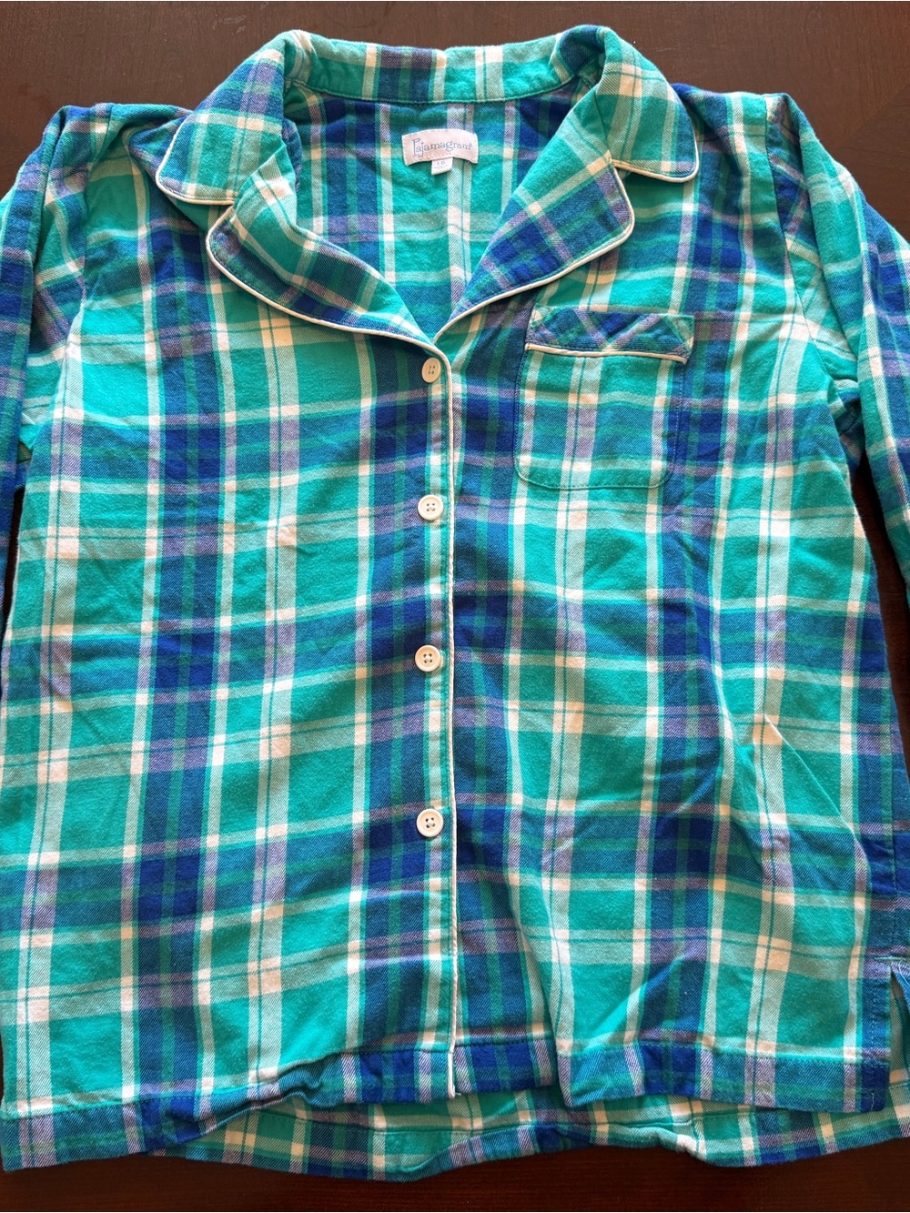 Pajamagram Women’s Teal Plaid Flannel Pajama Top